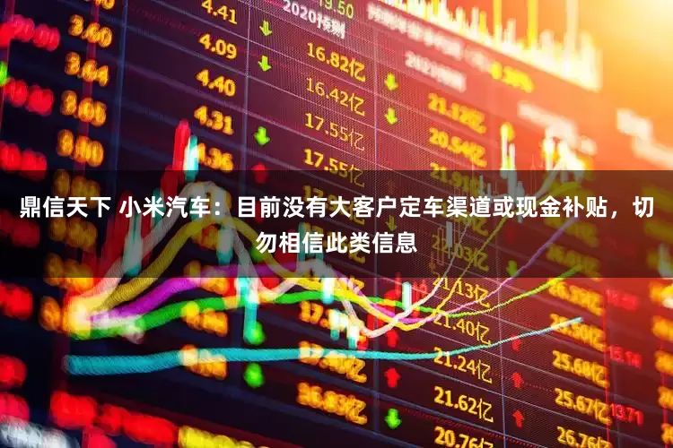 鼎信天下 小米汽车：目前没有大客户定车渠道或现金补贴，切勿相信此类信息